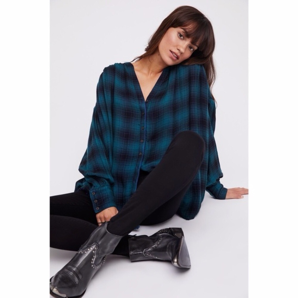 Free People Come On Over Plaid Top